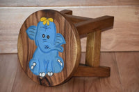 Children's Wooden Stool Blue Baby ELEPHANT Themed Chair Toddlers Step sitting Stool Kings Warehouse