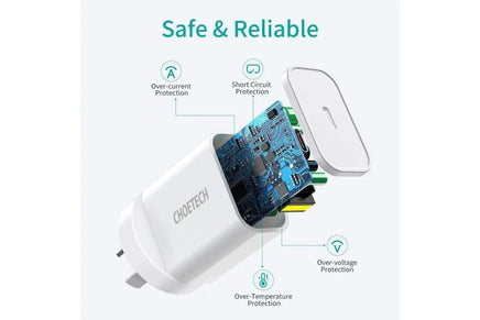 CHOETECH Q5004CL PD20W USB-C iPhone Fast Charger with MFi Certified USB-C Cable Kings Warehouse