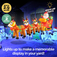 Christmas By Sas 2.9m Santa Reindeers & Sleigh Built-In Blower LED Lighting March Mayhem Kings Warehouse 