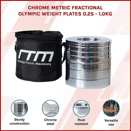Chrome Metric Fractional Olympic Weight Plates 0.25 - 1.0kg Sports & Fitness Kings Warehouse