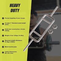 Chrome Tricep Bar Barbell Heavy Duty with Spinlock Collars Sports & Fitness Kings Warehouse
