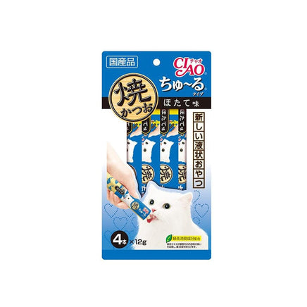 CIAO Grilled Tuna Churu Puree Scallop Flavour 12G X 4 4R-105 X6 Kings Warehouse
