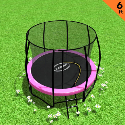 Classic 6ft Outdoor Round Trampoline Safety Enclosure - Pink Sports & Fitness Kings Warehouse