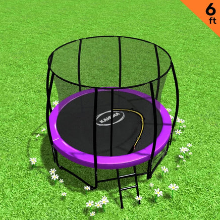 Classic 6ft Trampoline Round Outdoor Free Safety Net Spring Pad Cover Mat Purple Kings Warehouse