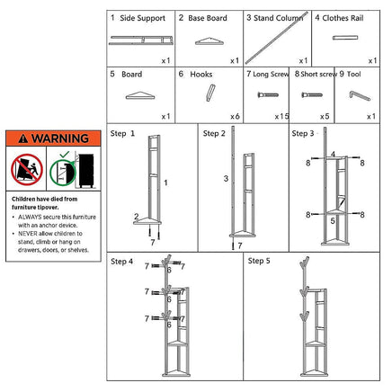 Clothes Coat Rack Garment Stand Shelf Wooden Tree Hanger Bag Hat Hook Holder Furniture Kings Warehouse