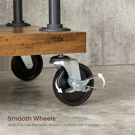 Clothing Garment Rack on Wheels with 5-Tier, Industrial Pipe Style, Rustic Brown Home & Garden Kings Warehouse