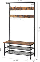 Coat Rack Stand with 9 Hooks and Shoe Rack with Industrial Style Sturdy Steel Frame Furniture Kings Warehouse