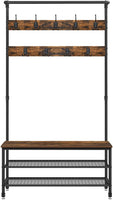 Coat Rack Stand with 9 Hooks and Shoe Rack with Industrial Style Sturdy Steel Frame Furniture Kings Warehouse
