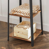 Coat Rack with 3 Shelves with Hooks Rustic Brown and Black Furniture Kings Warehouse