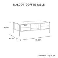 Coffee Table 2 Drawers Particle Board Storage in Oak Colour Furniture Kings Warehouse