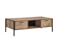 Coffee Table 2 Drawers Particle Board Storage in Oak Colour Furniture Kings Warehouse