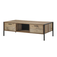Coffee Table 2 Drawers Particle Board Storage in Oak Colour Furniture Kings Warehouse