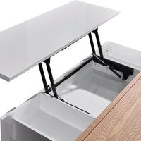 Coffee Table High Gloss Finish Lift Up Top MDF White Ash Colour Interior Storage Furniture Kings Warehouse