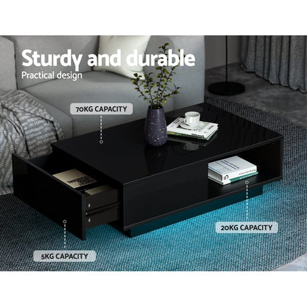 Coffee Table Led Lights Black Furniture Frenzy Kings Warehouse