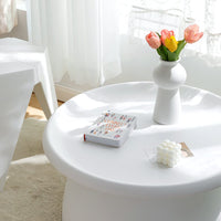 Coffee Table Round 71CM Plastic White Furniture Kings Warehouse