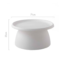 Coffee Table Round 71CM Plastic White Furniture Kings Warehouse