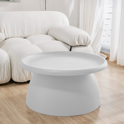 Coffee Table Round 71CM Plastic White Furniture Kings Warehouse