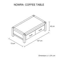 Coffee Table Solid Acacia Wood & Veneer 1 Drawers Storage Chocolate Colour Furniture Kings Warehouse