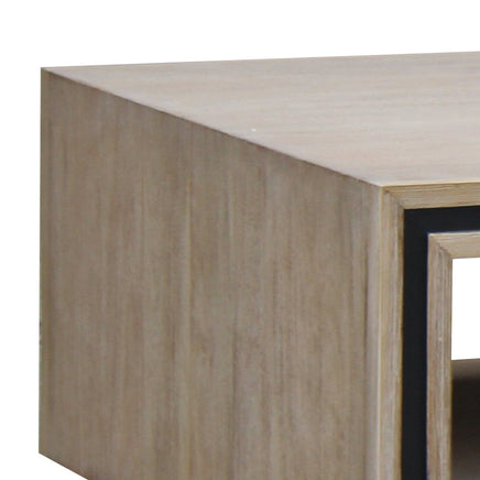 Coffee Table Solid Wood Acacia & Veneer Frame 2 Drawers Storage Sliver Brush Colour Furniture Kings Warehouse