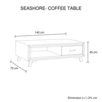 Coffee Table Solid Wood Acacia & Veneer Frame 2 Drawers Storage Sliver Brush Colour Furniture Kings Warehouse