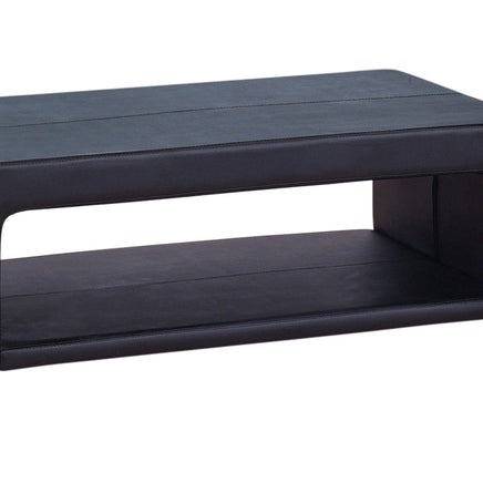 Coffee Table Upholstered PU Leather in Black Colour with open storage Furniture Kings Warehouse