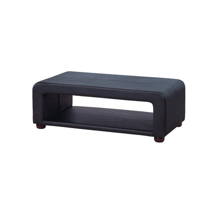 Coffee Table Upholstered PU Leather in Black Colour with open storage Furniture Kings Warehouse
