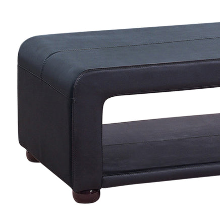 Coffee Table Upholstered PU Leather in Black Colour with open storage Furniture Kings Warehouse
