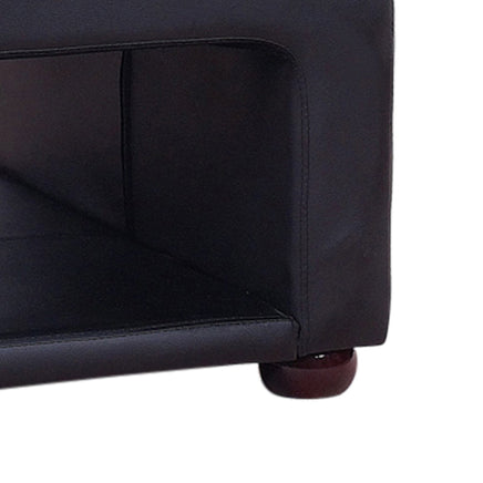 Coffee Table Upholstered PU Leather in Black Colour with open storage Furniture Kings Warehouse