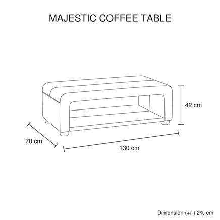 Coffee Table Upholstered PU Leather in Black Colour with open storage Furniture Kings Warehouse