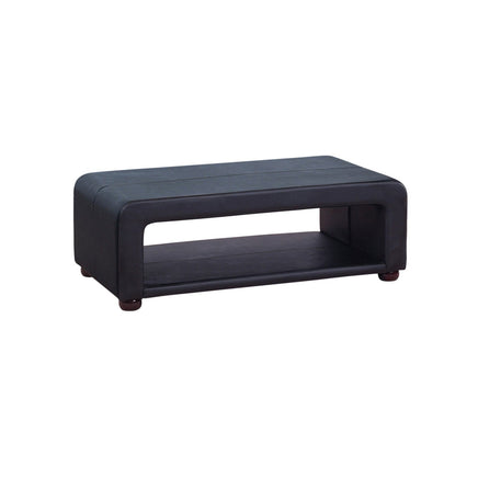 Coffee Table Upholstered PU Leather in Black Colour with open storage Furniture Kings Warehouse