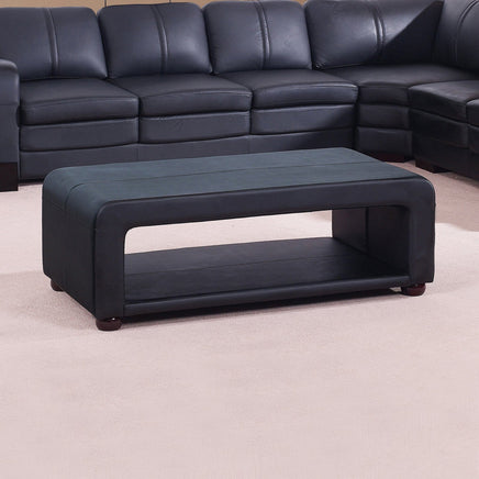 Coffee Table Upholstered PU Leather in Black Colour with open storage Furniture Kings Warehouse