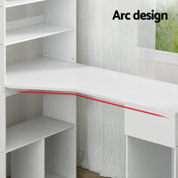 Computer Desk Bookshelf Drawer Cabinet White 120CM Furniture Kings Warehouse