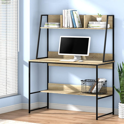 Computer Desk Bookshelf Storage 100CM Oak Furniture Kings Warehouse