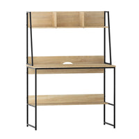 Computer Desk Bookshelf Storage 100CM Oak Furniture Kings Warehouse