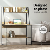 Computer Desk Bookshelf Storage 100CM Oak Furniture Kings Warehouse