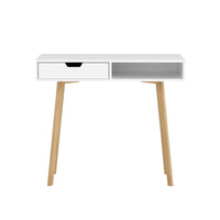 Computer Desk Drawer Cabinet Shelf White 90CM Furniture Kings Warehouse