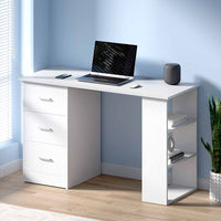Computer Desk Drawer Shelf Cabinet White 120CM Furniture Kings Warehouse
