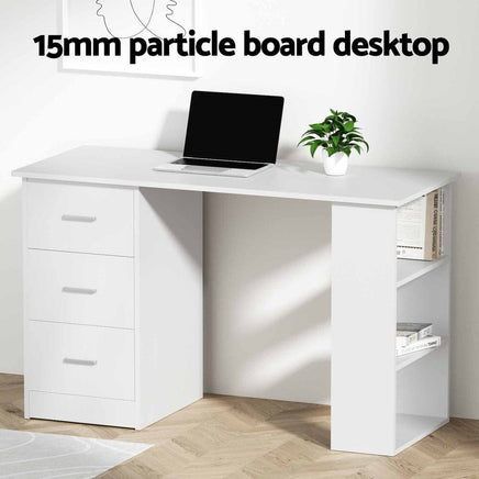 Computer Desk Drawer Shelf Cabinet White 120CM Furniture Kings Warehouse