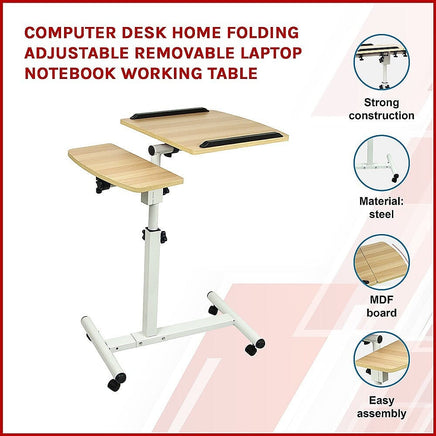Computer Desk Home Folding Adjustable Removable Laptop Notebook Working Table Furniture Kings Warehouse
