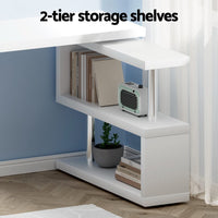 Computer Desk L-Shape Bookshelf White Furniture Kings Warehouse