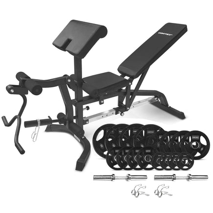 CORTEX BN-11 Exercise FID Bench + 85kg Olympic Tri-Grip Weight Plate and Dumbbell Package Sports & Fitness Kings Warehouse