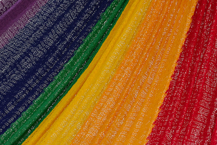 Mayan Legacy Single Size Cotton Mexican Hammock in Rainbow Colour