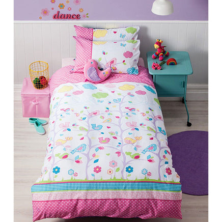 Cubby House Reversible Birdie Tree Quilt Cover Set Single Home & Garden Kings Warehouse