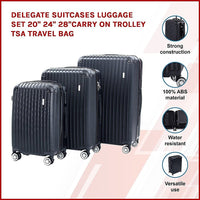 Delegate Suitcases Luggage Set 20" 24" 28"Carry On Trolley TSA Travel Bag Kings Warehouse