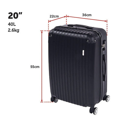 Delegate Suitcases Luggage Set 20" 24" 28"Carry On Trolley TSA Travel Bag Kings Warehouse