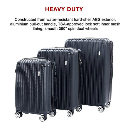 Delegate Suitcases Luggage Set 20" 24" 28"Carry On Trolley TSA Travel Bag Kings Warehouse
