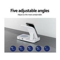 Devanti 4-in-1 Wireless Charger Dock Fast Charging for Phone White Electronics Kings Warehouse