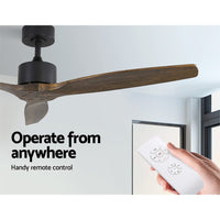 Devanti 52'' Ceiling Fan AC Motor 3 Blades w/Remote - Dark Wood Appliances Kings Warehouse