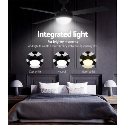 Devanti 52'' Ceiling Fan AC Motor w/Light w/Remote - Black Appliances Kings Warehouse