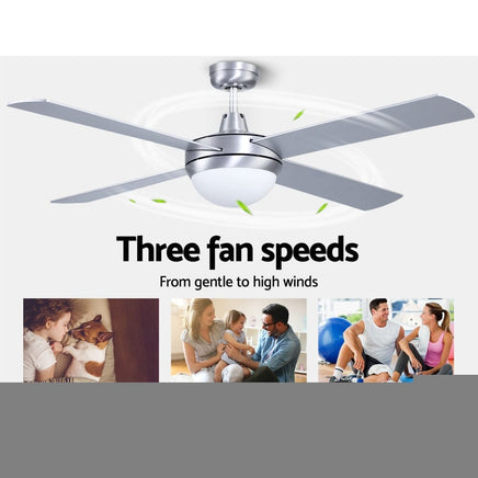 Devanti 52'' Ceiling Fan AC Motor w/Light w/Remote - Silver Appliances Kings Warehouse
